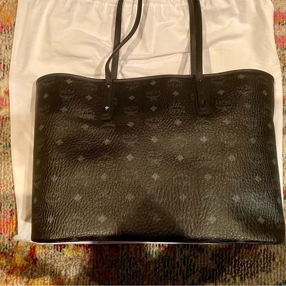 MCM Handbags - MCM Dark Leather Tote with Subtle Pattern